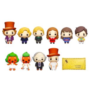 WARNER BROS PICTURES Willy Wonka Blind Bag Party Favor 3 Pack - Bundle with 3 Willy Wonka Keychain Mystery Figures Plus Stickers | Willy Wonka Bag Clips for Kids, Adults