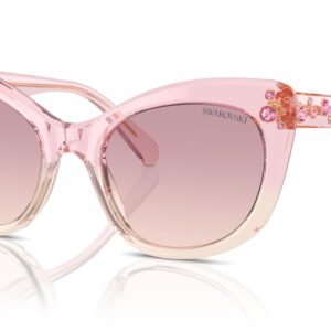 SWAROVSKI SK6020 Sunglasses, Transparent Pink To Clear/Gradient Violet, 55 mm