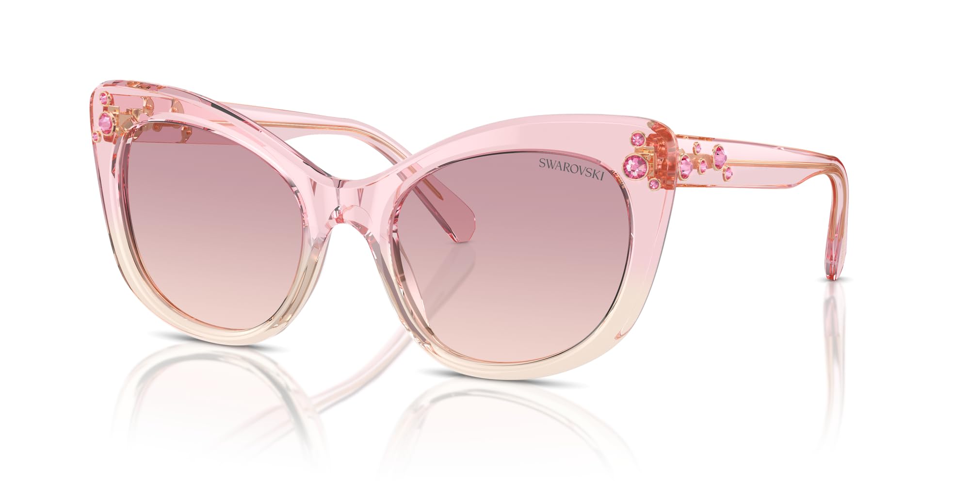 SWAROVSKI SK6020 Sunglasses, Transparent Pink To Clear/Gradient Violet, 55 mm