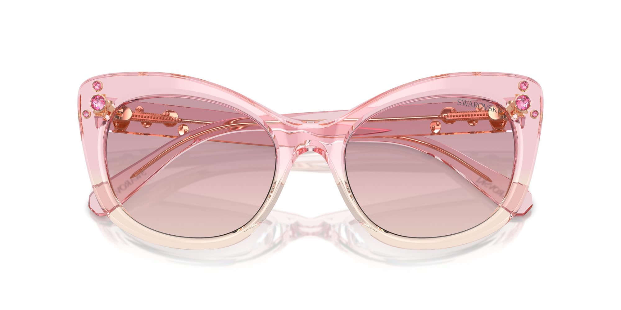 SWAROVSKI SK6020 Sunglasses, Transparent Pink To Clear/Gradient Violet, 55 mm