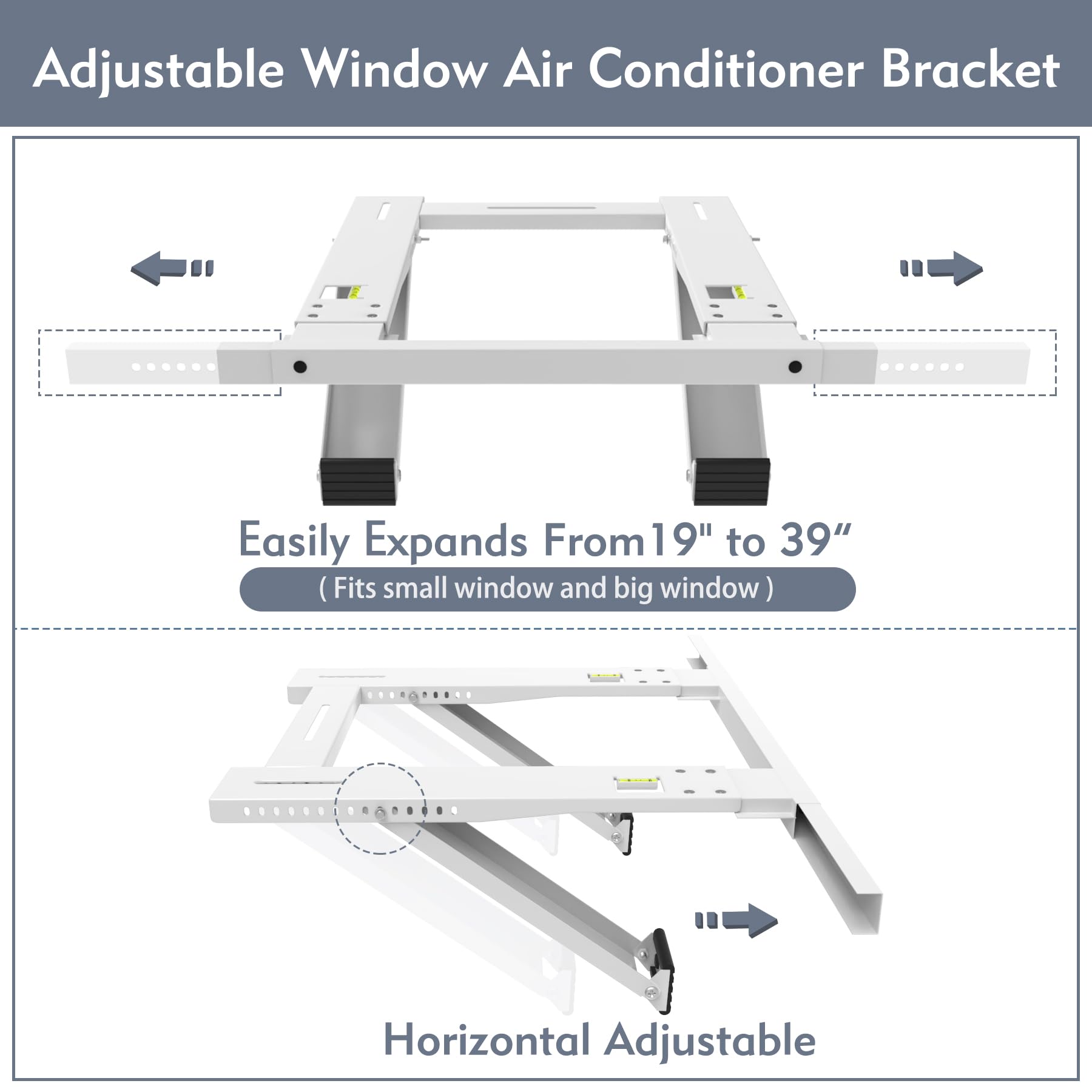 Flamorrow Window Air Conditioner Support Bracket, No Drilling or Tools Required, Drillless Easy Install AC Mount, Heavy Duty Window AC Bracket Fits Single or Double Hung Windows, Holds Up to 200lbs