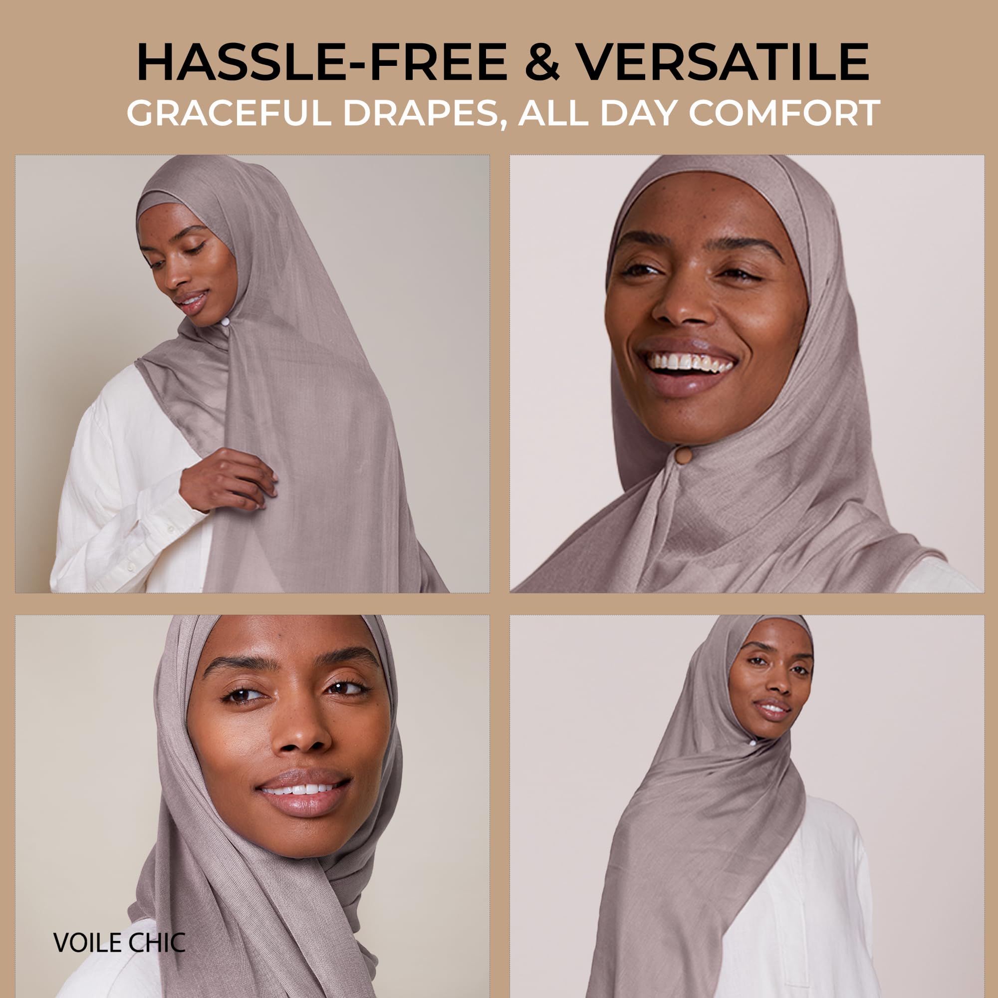 VOILE CHIC Breathable Modal Hijab Scarf for Women - Premium Lightweight Head Scarf Wrap - Etherea