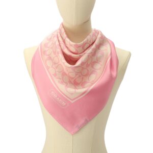 Coach Womens Vintage Signature Printed Silk Square Scarf, Soft Pink