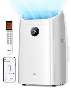 dreo portable air conditioners, 14,000 btu air conditioner for bedroom with drainage-free cooling, 46db quiet, app/voice/remote, 24h timer with fan & dehumidifier, smart ac unit for room indoors