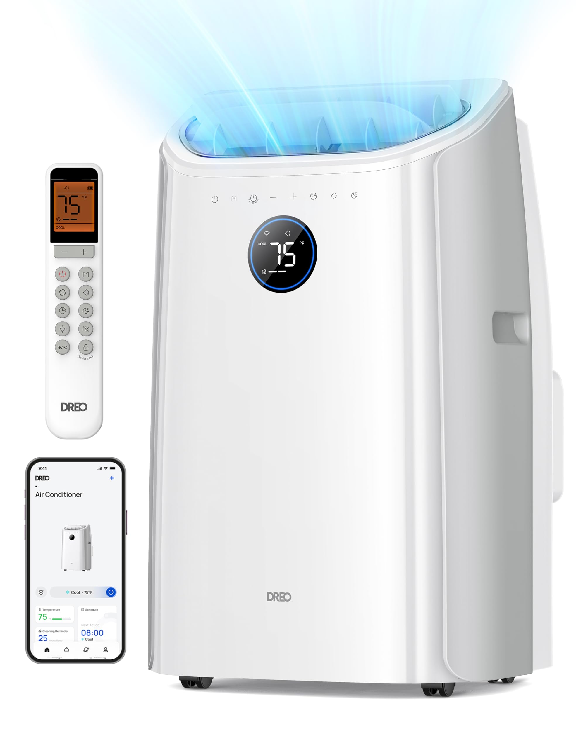 Dreo Portable Air Conditioners, 14,000 BTU Air Conditioner for Bedroom with Drainage-free Cooling, 46dB Quiet, APP/Voice/Remote, 24h Timer with Fan & Dehumidifier, Smart AC Unit for Room Indoors