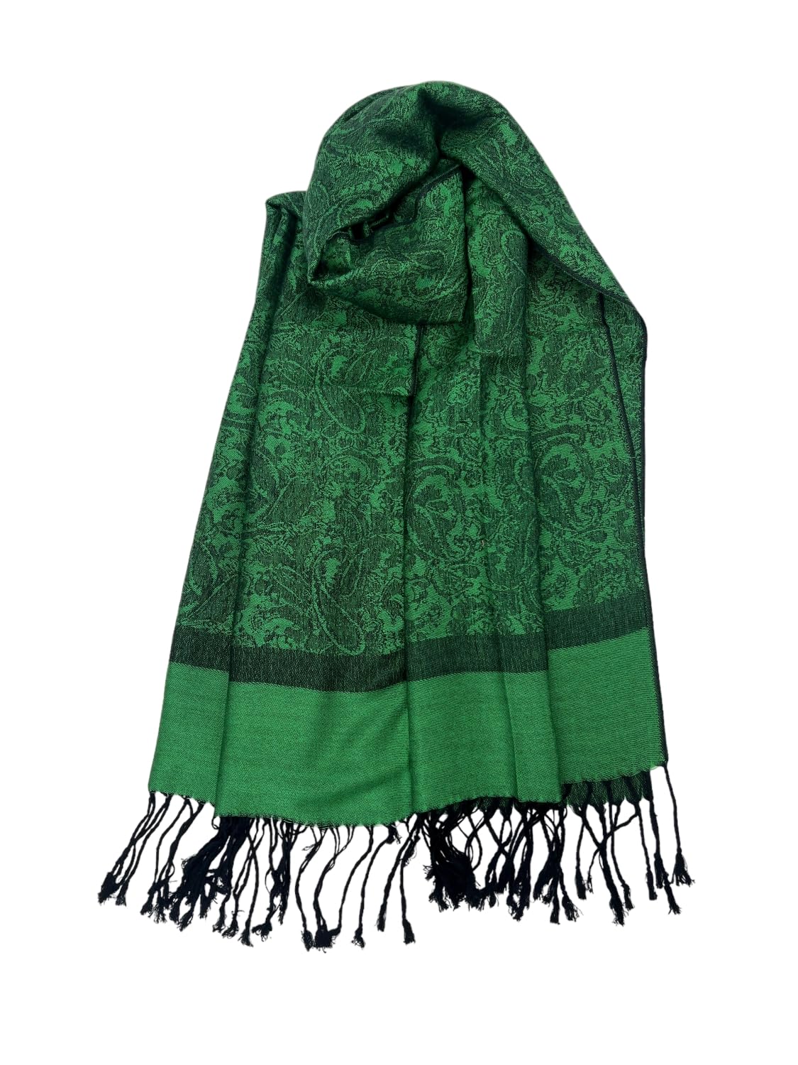 Pashmina Shawl Wrap for Women Soft Lightweight Multi-Purpose Scarf for Weddings, Parties & Casual Wear (Jacquard Green Black - PL18103)