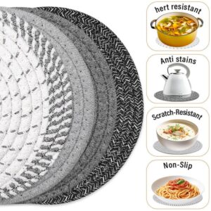 Tidponra Trivet Mats Set for Hot Dishes, 5 Heat Resistant Pot Holders Kitchen Counter, Table, Home Essentials, Anti Stain Hot Pads Plate Mats for Hot pots and Pans, 7 Inches