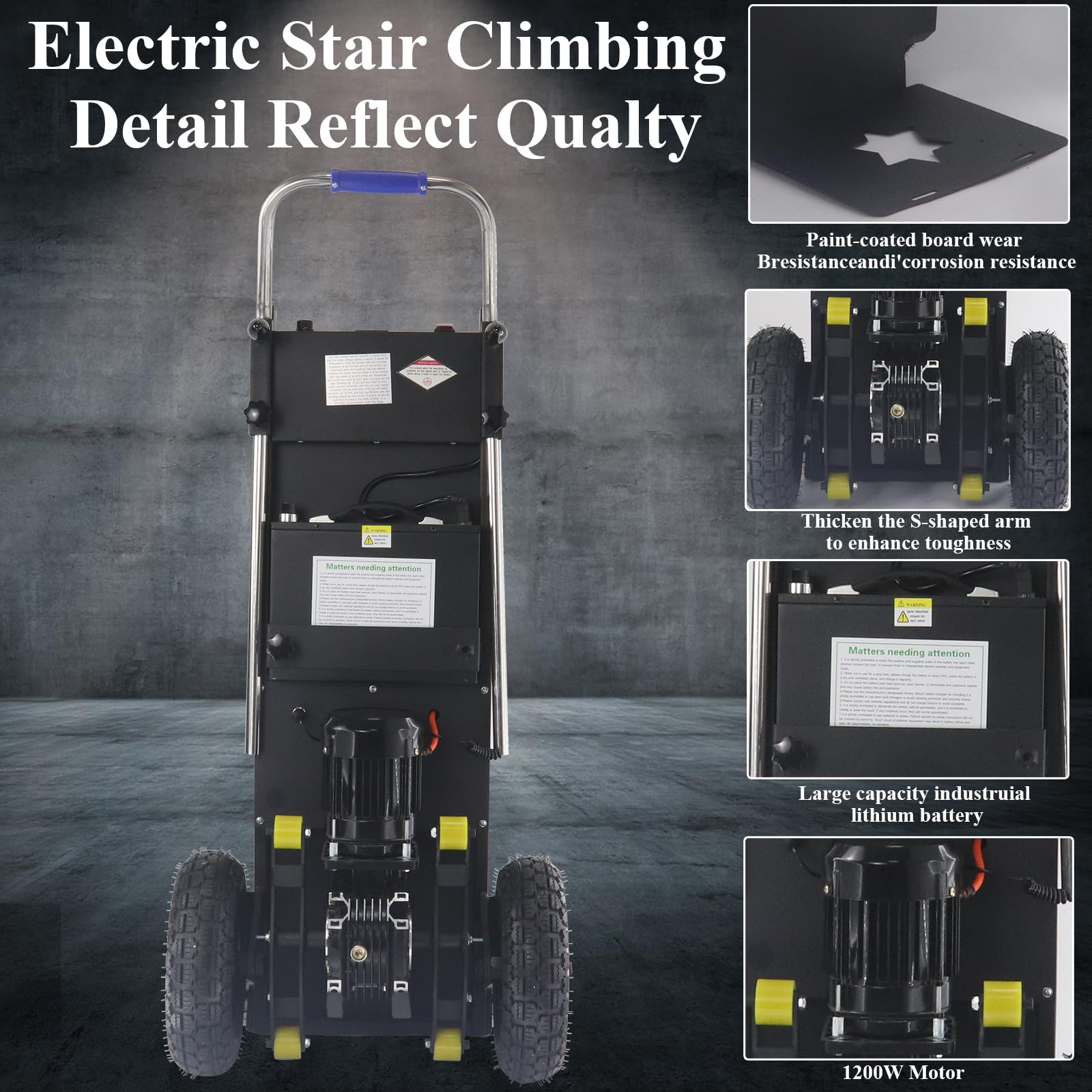 Electric Stair Climbing Hand Trucks Heavy Duty,880 LBS Hand Trucks High Load Capacity Electric Stair Climbing Hand Trucks Dolly Cart (Black)