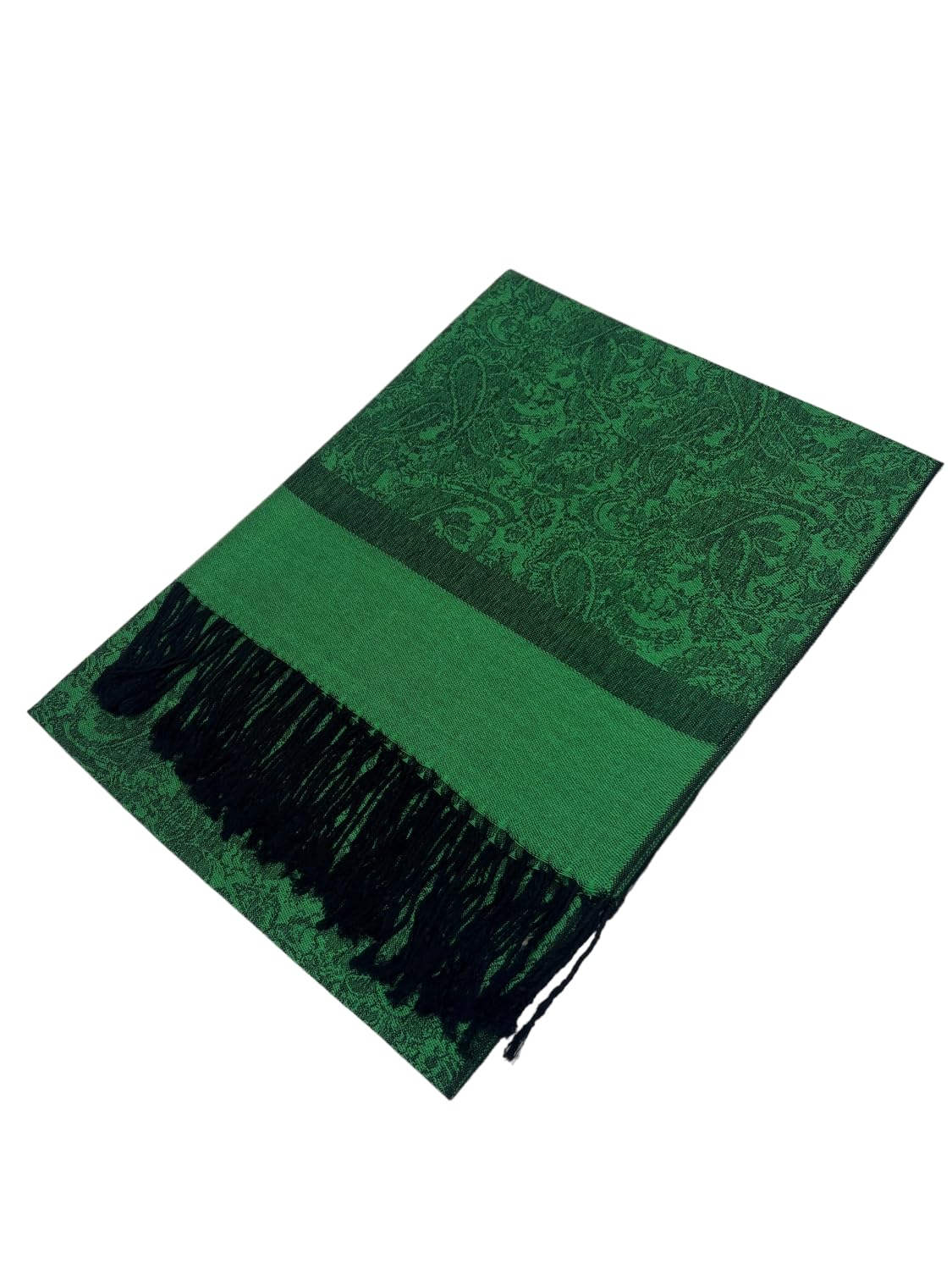 Pashmina Shawl Wrap for Women Soft Lightweight Multi-Purpose Scarf for Weddings, Parties & Casual Wear (Jacquard Green Black - PL18103)