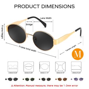 FEISEDY Trendy Retro Oval Sunglasses for Women Men Small Metal Frame Sun Glasses UV400 Shades B0124