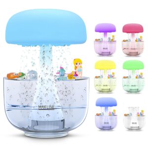 vidital raining cloud diffuser with rain 7 changing colors, rain cloud humidifier night light, white noise, relaxing rain sounds aid, eco-friendly, 6 decorations included