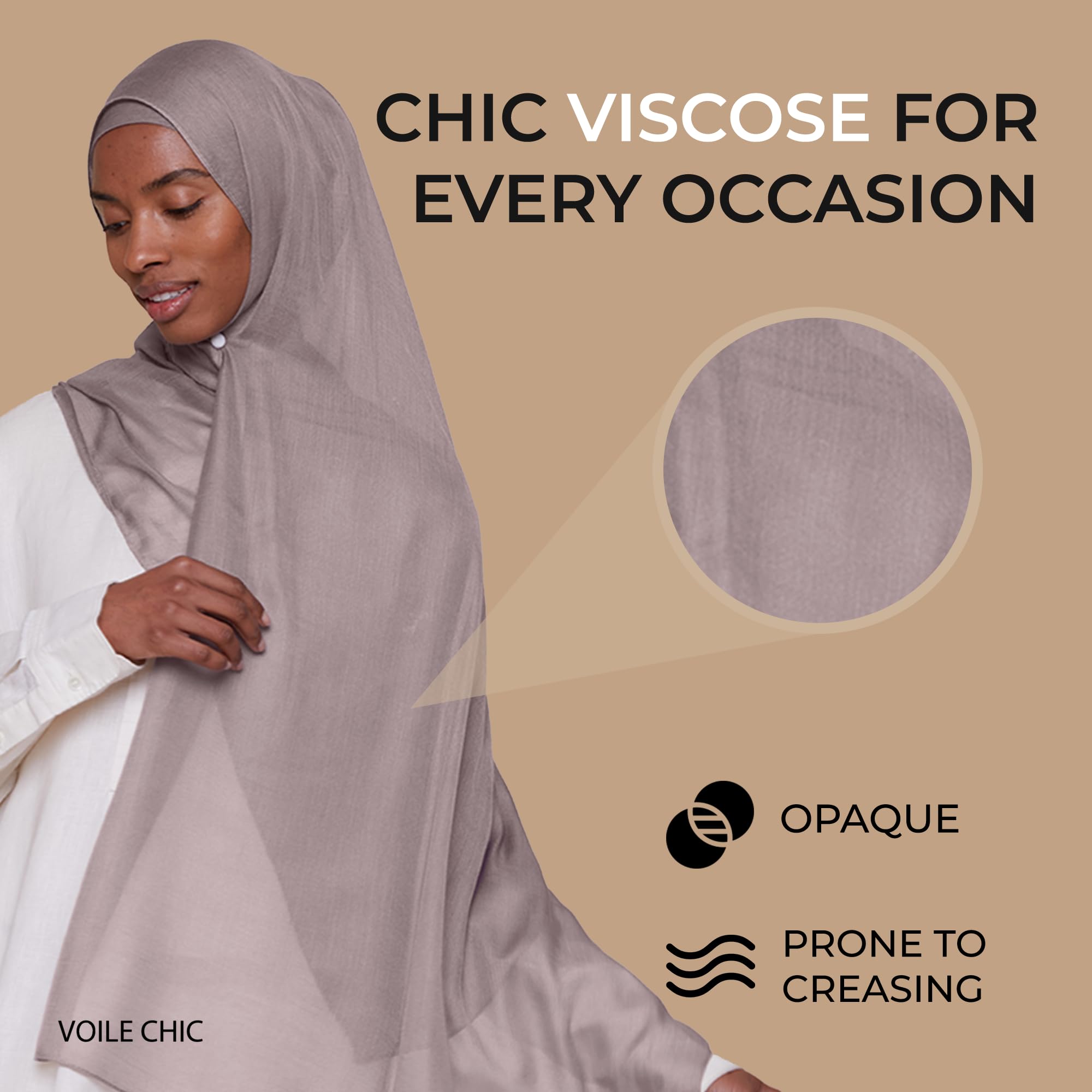 VOILE CHIC Breathable Modal Hijab Scarf for Women - Premium Lightweight Head Scarf Wrap - Etherea