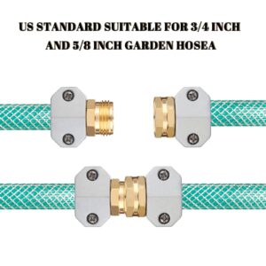 Tuopu Tool Garden Hose Repair Kit, 2 Sets Aluminum Alloy Garden Hose End Mender, Male and Female Water Hose Repair Fittings, Fit 5/8" and 3/4" Garden Hose Connector, with 4 Extra Hose Washers