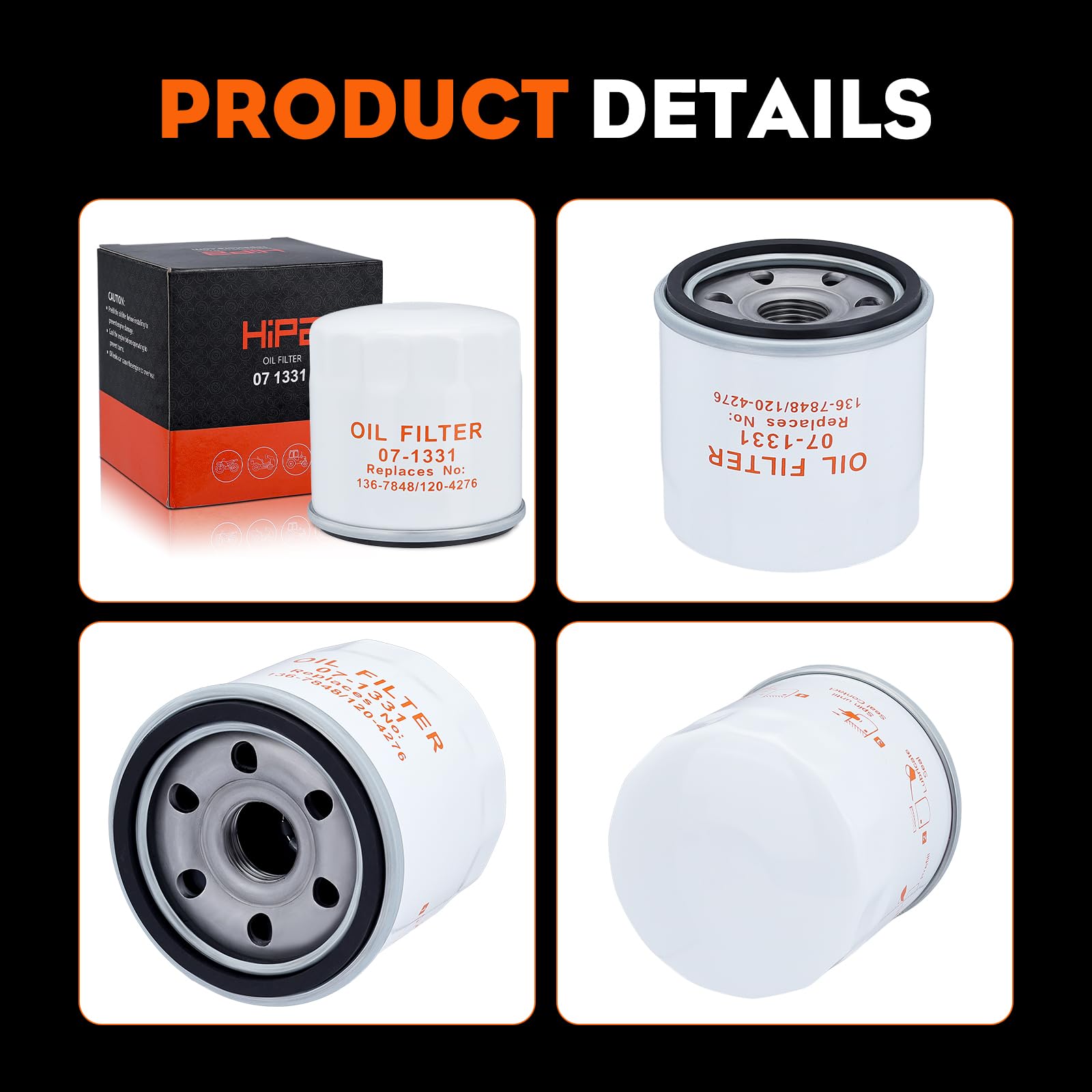 Hipa 136-7848 Oil Filter AM107423 for Toro V-Twin Engine Timecutter SS4200 SS4225 SS4250 SS5000 SS5425 Zero Turn Mower Parts 120-4276 Oil Change Kit 2Pack