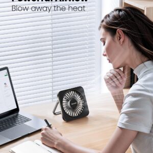 Gaiatop USB Desk Fan, 5 Inch Personal Fan Small Portable Table Fan with 180° Tilt Folding and 3 Speeds, Strong Wind Ultra Quiet Personal Cooling Fan For Office Home Bedroom Desktop Travel