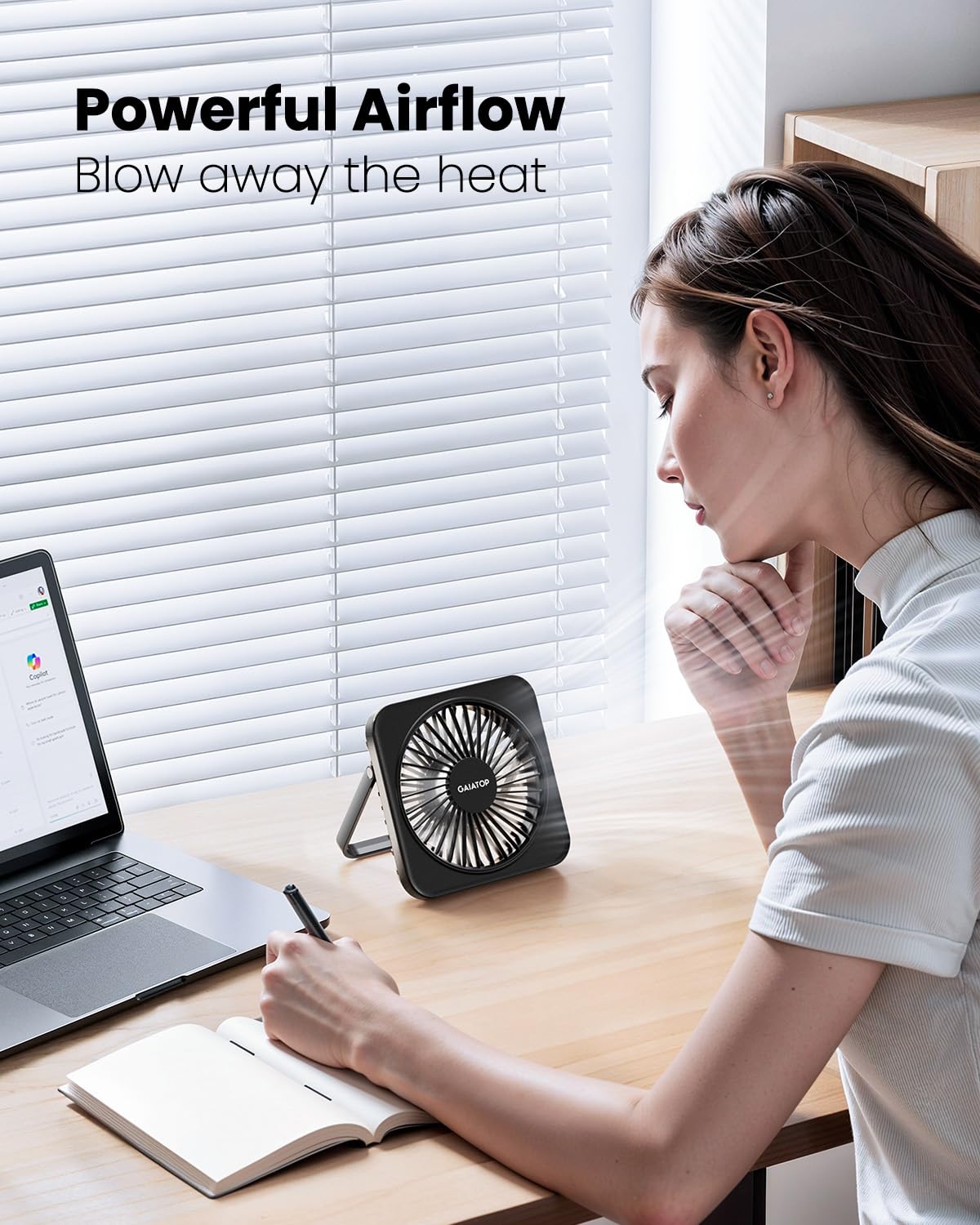 Gaiatop USB Desk Fan, 5 Inch Personal Fan Small Portable Table Fan with 180° Tilt Folding and 3 Speeds, Strong Wind Ultra Quiet Personal Cooling Fan For Office Home Bedroom Desktop Travel