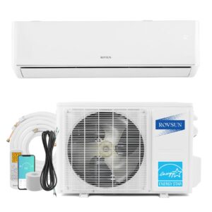 rovsun 12,000 btu wifi enabled 23 seer mini split ac/heating system with inverter, 230v ductless split system air conditioner w/pre-charged condenser, heat pump & installation kit, works with alexa