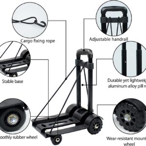 Hand Truck Dolly with 4-Wheels Folding Trolley Compact Luggage Cart for Travel, Moving and Office Use