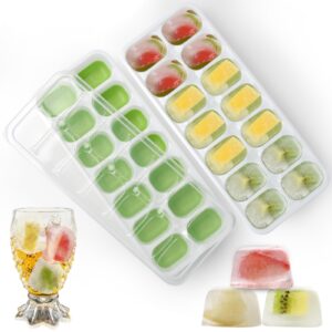 ice cube tray with lid,easy release14 ices,silicone ice cube tray with spill-resistant removable lid,ice cube trays for freezer,ice cube tray with lid for drinks,baby food,bpa free ice cube tray