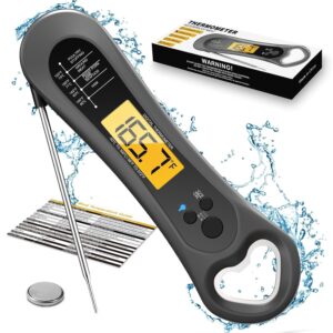 biison digital meat thermometer for cooking, wireless, instant read, waterproof, backlight, ultra-fast accurate & 180°foldaway probe, idea for turkey/grilling