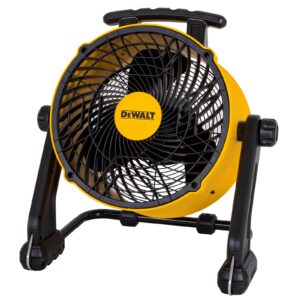 dewalt 16 inch heavy duty floor fan, high velocity barrel shop fan, 3-speed powerful cooling drum fan with 4000 cfm, 360° adjustable tilting airflow fan for warehouse, workshop, factory, basement