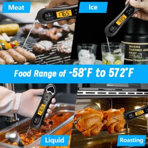 Biison Digital Meat Thermometer for Cooking, Wireless, Instant Read, Waterproof, Backlight, Ultra-Fast Accurate & 180°Foldaway Probe, Idea for Turkey/Grilling