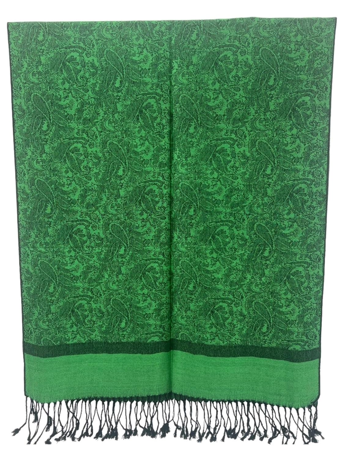 Pashmina Shawl Wrap for Women Soft Lightweight Multi-Purpose Scarf for Weddings, Parties & Casual Wear (Jacquard Green Black - PL18103)