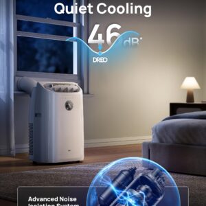 Dreo Portable Air Conditioners, 14,000 BTU Air Conditioner for Bedroom with Drainage-free Cooling, 46dB Quiet, APP/Voice/Remote, 24h Timer with Fan & Dehumidifier, Smart AC Unit for Room Indoors