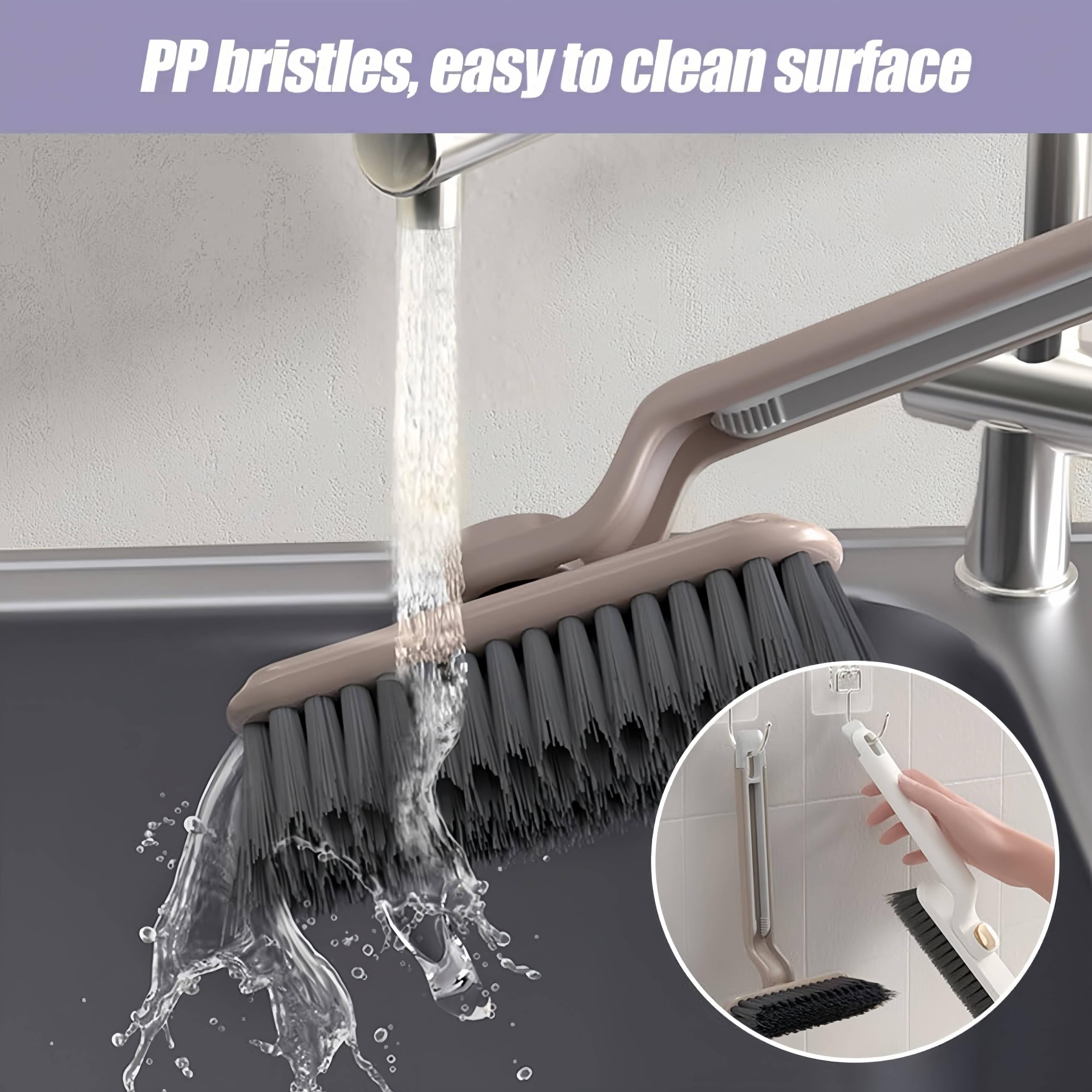 Multi-Function Rotating Crevice Cleaning Brush for Bathroom, Hard Bristle Crevice Gap Cleaning Brushes for Household Use, Kitchen Rotating Crevice Cleaning Tool