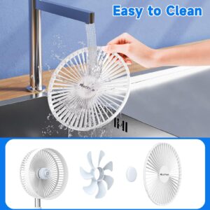 Marchpower Foldable Oscillating Standing Fan with Remote, 8" Portable Pedestal Quiet Fan with Timer, 7200mah Rechargeable USB Desk Fan for Home Bedroom Office Travel Outdoor Camping