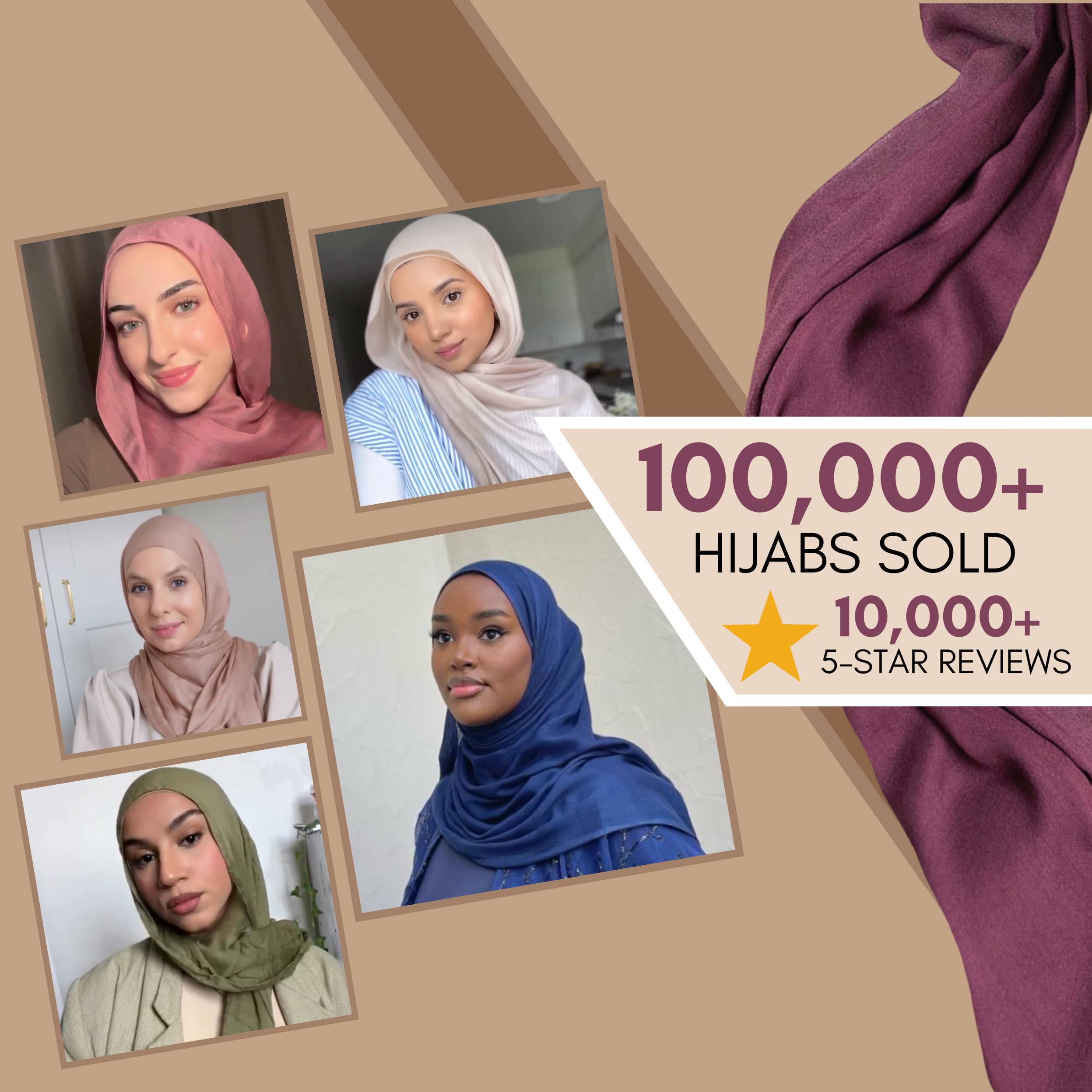 VOILE CHIC Breathable Modal Hijab Scarf for Women - Premium Lightweight Head Scarf Wrap - Etherea