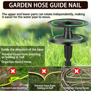 2 PCS Garden Hose Guide Spike,Hose Guide Stake Heavy Duty Pure Metal Hose Roller Guide,Keep Flowering Hose Out of Flower Beds,Rustproof Coated Garden Hose Stake for Yard,Lawn Hose Roller Support