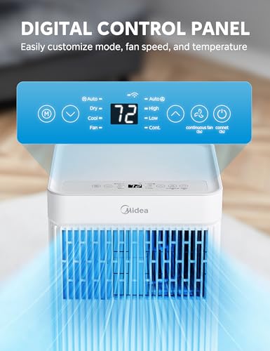 Midea 10,000 BTU ASHRAE (7,100 BTU SACC) Portable Air Conditioner Smart Control, Cools up to 300 Sq. Ft., with Dehumidifier & Fan mode, Easy- to-use Remote Control & Window Installation Kit Included