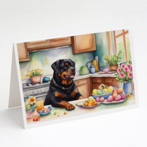 caroline's treasures dac6887gca7p decorating easter rottweiler greeting cards pack of 8 blank cards with envelopes whimsical a7 size 5x7 blank note cards