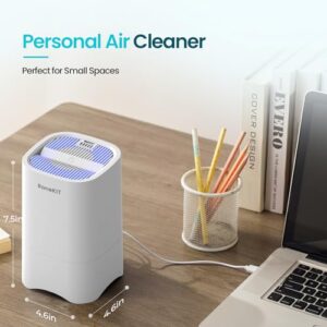 RoneKIT Small Air Purifiers for Home, HEPA Air Purifiers for Small Room, Portable Mini Air Purifier for Office, Desktop, Bedroom, Quiet Air Cleaner for Smoke, Dust, Odor(White)