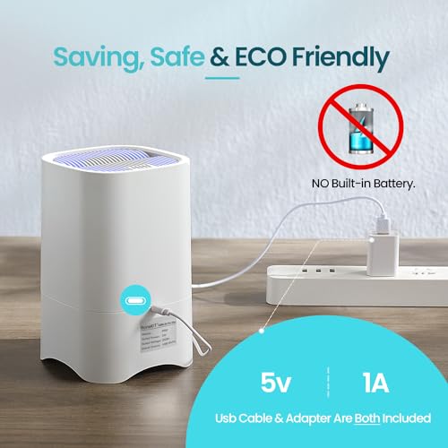 RoneKIT Small Air Purifiers for Home, HEPA Air Purifiers for Small Room, Portable Mini Air Purifier for Office, Desktop, Bedroom, Quiet Air Cleaner for Smoke, Dust, Odor(White)