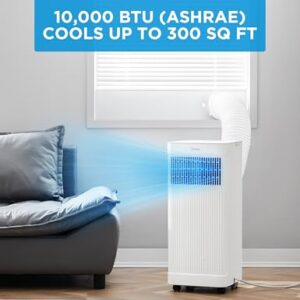 Midea 10,000 BTU ASHRAE (7,100 BTU SACC) Portable Air Conditioner Smart Control, Cools up to 300 Sq. Ft., with Dehumidifier & Fan mode, Easy- to-use Remote Control & Window Installation Kit Included