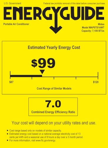 Midea 10,000 BTU ASHRAE (7,100 BTU SACC) Portable Air Conditioner Smart Control, Cools up to 300 Sq. Ft., with Dehumidifier & Fan mode, Easy- to-use Remote Control & Window Installation Kit Included