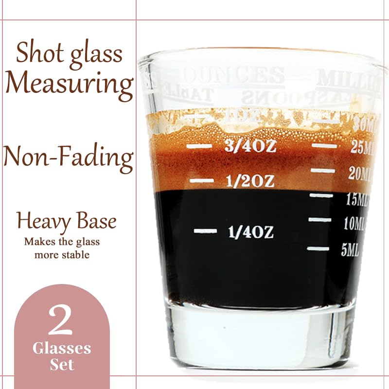 Shot Glass Measuring Cup | Non Fading | Bar Bartender Accessories, Jigger for Bartending (2, White)