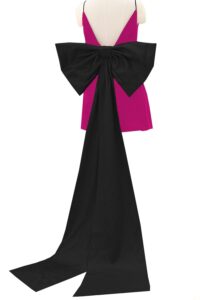 ayervici women's removable big bow train for wedding dress satin sweep train for formal gowns(bow:10 inches *18 inches) (black)