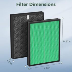 400/400S Replacement Filter for Coway Airmega Max2 400 400S 400(G) 400S(G) Air Purifier, Max2 Green True HEPA and Active Carbon Filter Set, AP-2015-FP, 1 Set