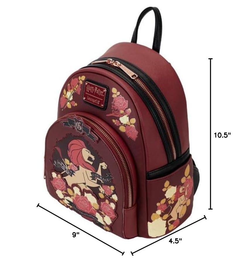 Loungefly Harry Potter Gryffindor House Floral Tattoo Mini Backpack