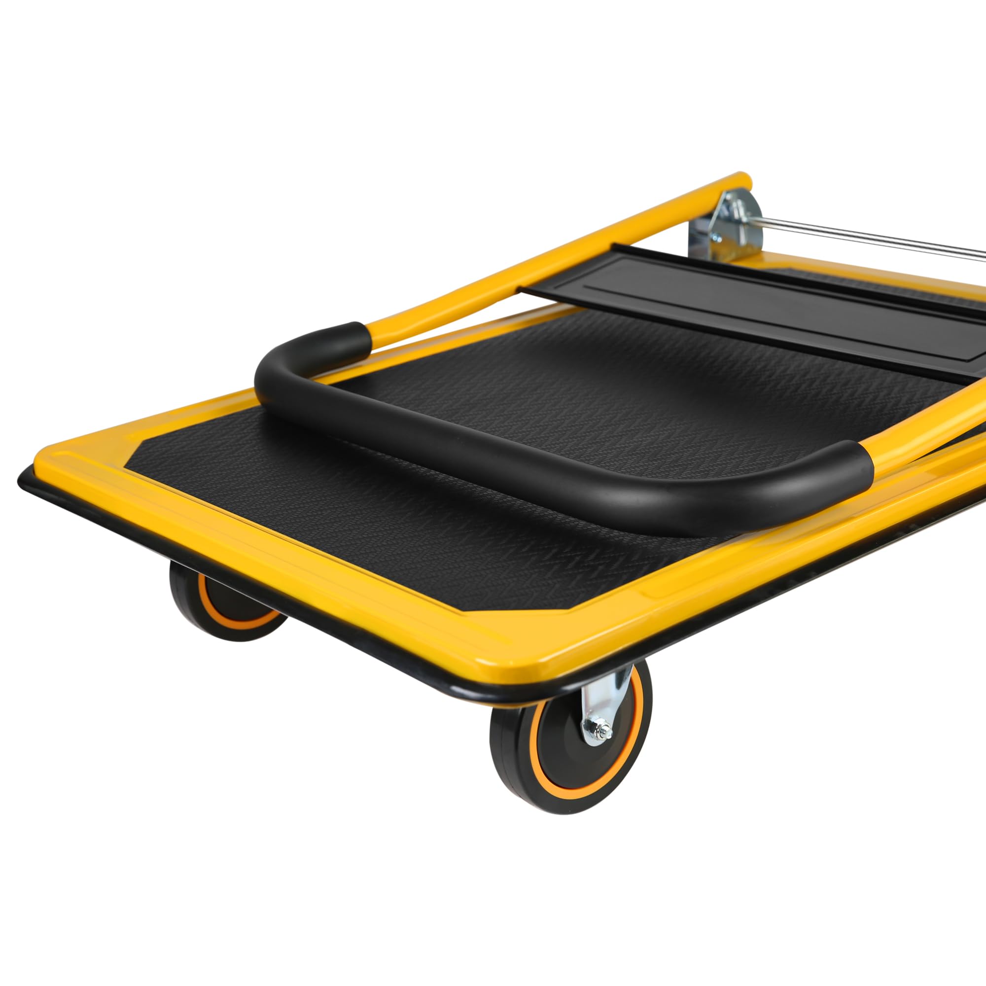 Platform Truck Hand Truck Large Size Foldable Dolly Cart for Moving Easy Storage and 360 Degree Swivel Wheels 660lbs Weight Capacity (Yellow)