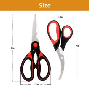 YEVEETTE Kitchen Shears Set of 2, Heavy Duty Kitchen Scissors Seafood Scissors, Stainless Steel Sharp Food Cooking Scissors for Meat, Bones, Fish, Poultry, Vegetables, Chicken, Dishwasher Safe