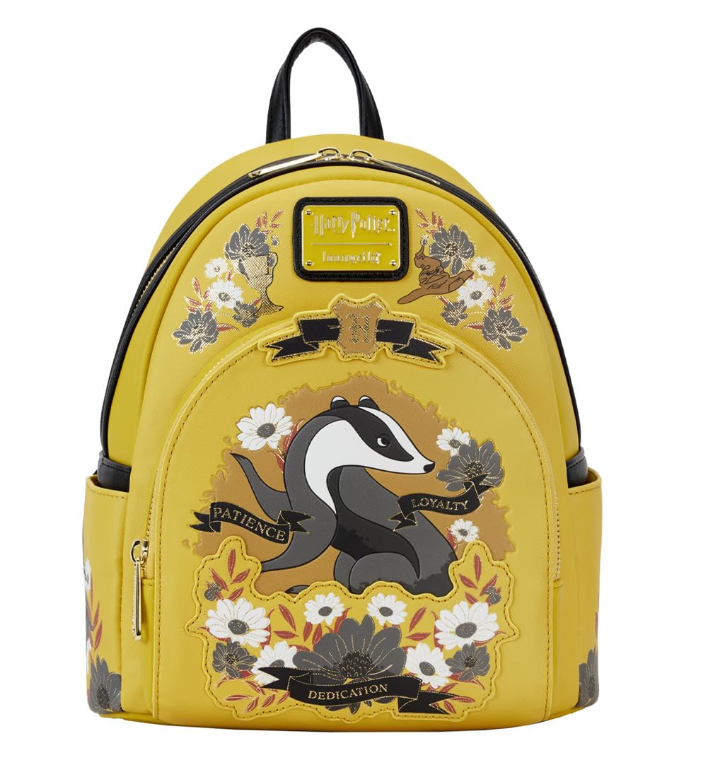 Loungefly Harry Potter Hufflepuff House Floral Tattoo Mini Backpack