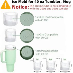 Tcamp Ice Cube Tray for Stanley Cup 30-40 oz Tumbler Cup Ice Mold, Silicone Ice Tray With Lid and Bin for Chilling Cocktails, Whiskey, Drinks, Coffee, Easy Fill and Release Ice Maker (Green)