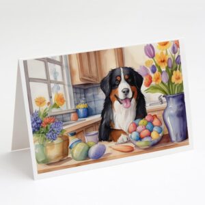 caroline's treasures dac6762gca7p decorating easter bernese mountain dog greeting cards pack of 8 blank cards with envelopes whimsical a7 size 5x7 blank note cards