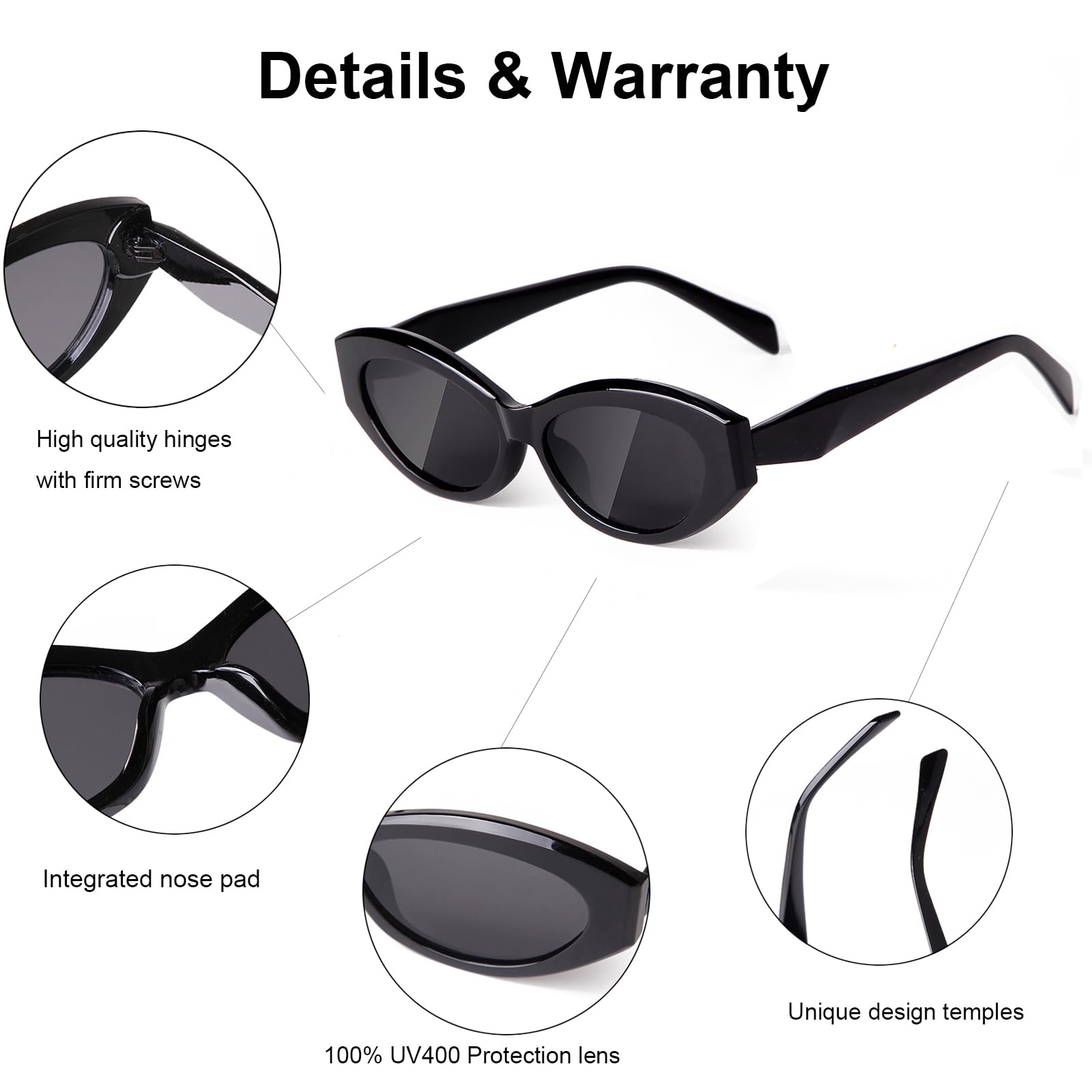 SORVINO Retro Oval Sunglasses for Women Men Narrow Skinny Sunnies Black Shades