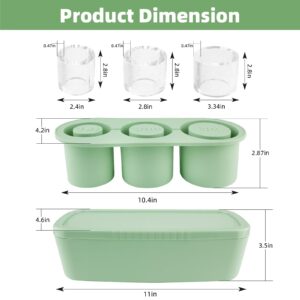 Tcamp Ice Cube Tray for Stanley Cup 30-40 oz Tumbler Cup Ice Mold, Silicone Ice Tray With Lid and Bin for Chilling Cocktails, Whiskey, Drinks, Coffee, Easy Fill and Release Ice Maker (Green)