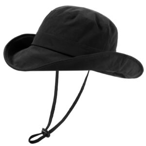 waterproof bucket hats for women men foldable brim upf 50+ floppy cowboy rain hat uv protection boonie sun hats for hiking black